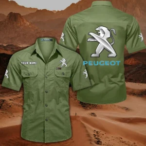 Peugeot Short Sleeved Shirt, All Over Print Button Shirt CAR444052625802 - Fruit Green