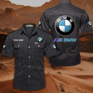 BMW M Car Short Sleeved Shirt, All Over Print Button Shirt CAR444052625820 - Black