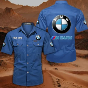 BMW M Car Short Sleeved Shirt, All Over Print Button Shirt CAR444052625820 - Cowboy Blue