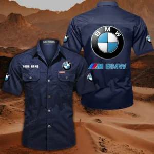 BMW M Car Short Sleeved Shirt, All Over Print Button Shirt CAR444052625820 - Dark Blue