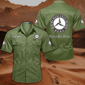 Mercedes Benz Short Sleeved Shirt, All Over Print Button Shirt CAR444052625846 - Fruit Green