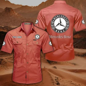 Mercedes Benz Short Sleeved Shirt, All Over Print Button Shirt CAR444052625846 - Red