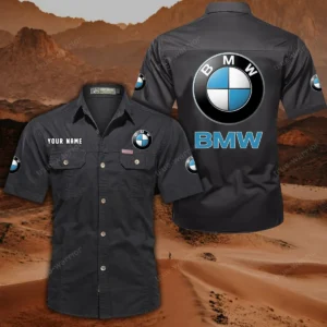 BMW Car Short Sleeved Shirt, All Over Print Button Shirt CAR444052625848 - Black