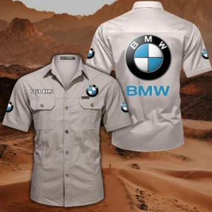 BMW Car Short Sleeved Shirt, All Over Print Button Shirt CAR444052625848 - Off-White