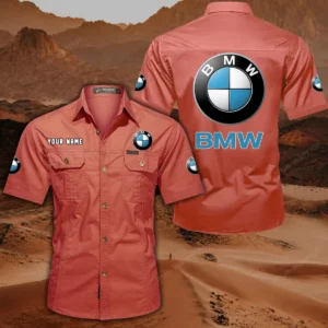 BMW Car Short Sleeved Shirt, All Over Print Button Shirt CAR444052625848 - Red