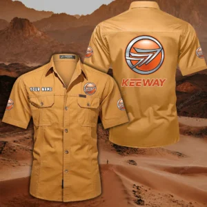 Keeway Motorcycles Short Sleeved Shirt, All Over Print Button Shirt CAR444052625850 - Turmeric