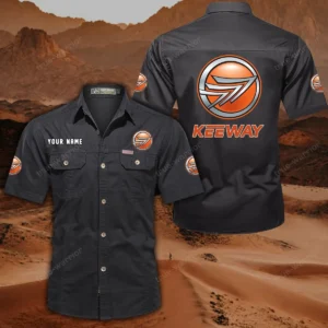 Keeway Motorcycles Short Sleeved Shirt, All Over Print Button Shirt CAR444052625850 - Black