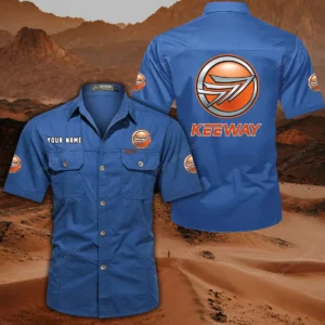 Keeway Motorcycles Short Sleeved Shirt, All Over Print Button Shirt CAR444052625850 - Cowboy Blue