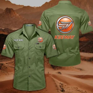 Keeway Motorcycles Short Sleeved Shirt, All Over Print Button Shirt CAR444052625850 - Fruit Green