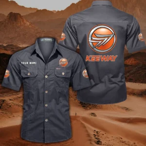 Keeway Motorcycles Short Sleeved Shirt, All Over Print Button Shirt CAR444052625850 - Gray