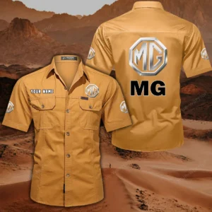 MG Car Short Sleeved Shirt, All Over Print Button Shirt CAR444052625851 - Turmeric
