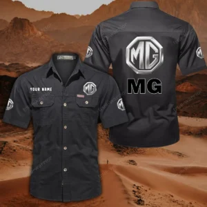 MG Car Short Sleeved Shirt, All Over Print Button Shirt CAR444052625851 - Black