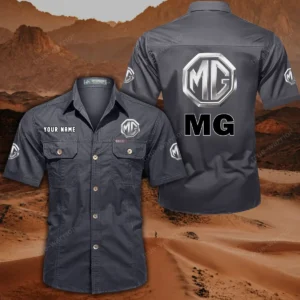 MG Car Short Sleeved Shirt, All Over Print Button Shirt CAR444052625851 - Gray