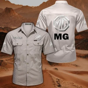 MG Car Short Sleeved Shirt, All Over Print Button Shirt CAR444052625851 - Off-White