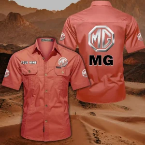 MG Car Short Sleeved Shirt, All Over Print Button Shirt CAR444052625851 - Red