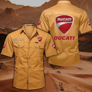 Ducatti Short Sleeved Shirt, All Over Print Button Shirt CAR444052625852 - Turmeric