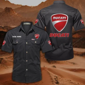 Ducatti Short Sleeved Shirt, All Over Print Button Shirt CAR444052625852 - Black
