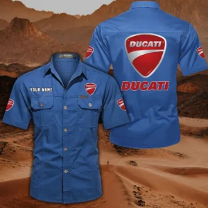 Ducatti Short Sleeved Shirt, All Over Print Button Shirt CAR444052625852 - Cowboy Blue