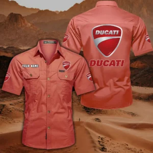 Ducatti Short Sleeved Shirt, All Over Print Button Shirt CAR444052625852 - Red