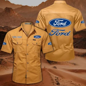 Ford Short Sleeved Shirt, All Over Print Button Shirt CAR444052625853 - Turmeric
