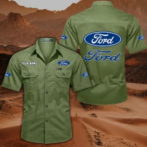 Ford Short Sleeved Shirt, All Over Print Button Shirt CAR444052625853 - Fruit Green