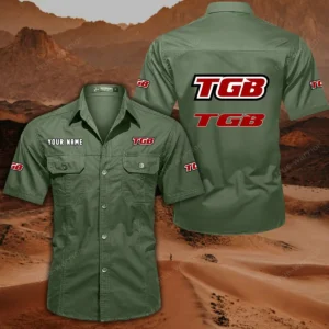 TGB Motorcyles Short Sleeved Shirt, All Over Print Button Shirt CAR444052625857 - Army Green