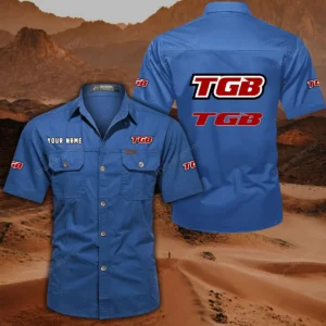 TGB Motorcyles Short Sleeved Shirt, All Over Print Button Shirt CAR444052625857 - Cowboy Blue