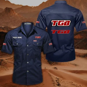 TGB Motorcyles Short Sleeved Shirt, All Over Print Button Shirt CAR444052625857 - Dark Blue