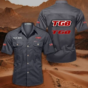 TGB Motorcyles Short Sleeved Shirt, All Over Print Button Shirt CAR444052625857 - Gray