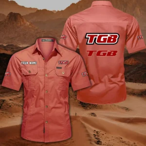 TGB Motorcyles Short Sleeved Shirt, All Over Print Button Shirt CAR444052625857 - Red