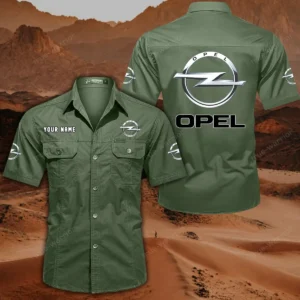 Opel Short Sleeved Shirt, All Over Print Button Shirt CAR444052625859 - Army Green