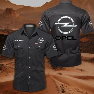 Opel Short Sleeved Shirt, All Over Print Button Shirt CAR444052625859 - Black