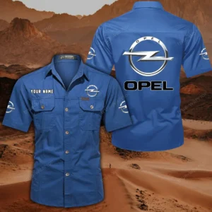 Opel Short Sleeved Shirt, All Over Print Button Shirt CAR444052625859 - Cowboy Blue