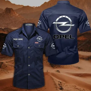Opel Short Sleeved Shirt, All Over Print Button Shirt CAR444052625859 - Dark Blue