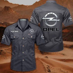 Opel Short Sleeved Shirt, All Over Print Button Shirt CAR444052625859 - Gray