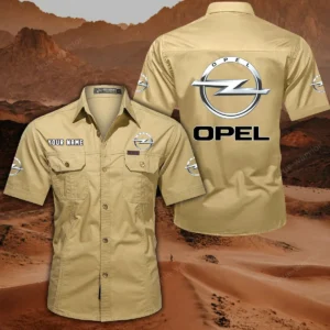 Opel Short Sleeved Shirt, All Over Print Button Shirt CAR444052625859 - Khaki
