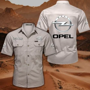 Opel Short Sleeved Shirt, All Over Print Button Shirt CAR444052625859 - Off-White