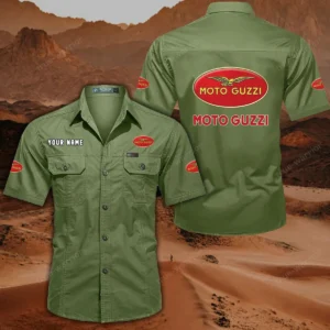 Moto Guzzi Short Sleeved Shirt, All Over Print Button Shirt CAR444052625860 - Fruit Green