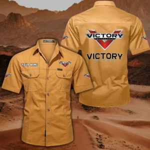 Victory Motorcycles Short Sleeved Shirt, All Over Print Button Shirt CAR444052625863 - Turmeric