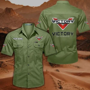 Victory Motorcycles Short Sleeved Shirt, All Over Print Button Shirt CAR444052625863 - Fruit Green