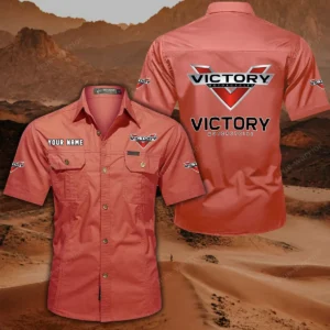 Victory Motorcycles Short Sleeved Shirt, All Over Print Button Shirt CAR444052625863 - Red