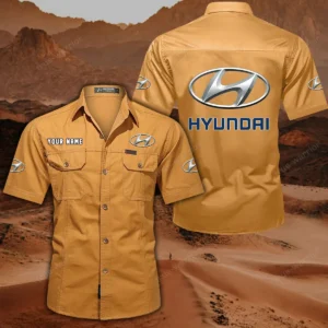 Hyundai Short Sleeved Shirt, All Over Print Button Shirt CAR444052625864 - Turmeric