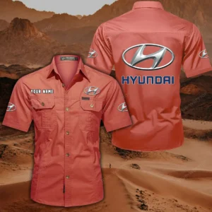Hyundai Short Sleeved Shirt, All Over Print Button Shirt CAR444052625864 - Red