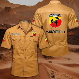 Abarth Short Sleeved Shirt, All Over Print Button Shirt CAR444052625866 - Turmeric