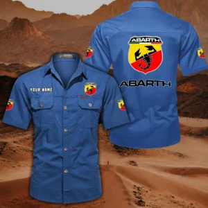 Abarth Short Sleeved Shirt, All Over Print Button Shirt CAR444052625866 - Cowboy Blue