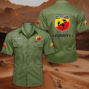 Abarth Short Sleeved Shirt, All Over Print Button Shirt CAR444052625866 - Fruit Green