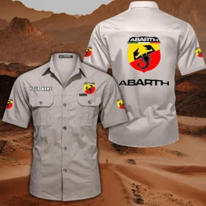 Abarth Short Sleeved Shirt, All Over Print Button Shirt CAR444052625866 - Off-White