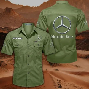 Mercedes Benz Short Sleeved Shirt, All Over Print Button Shirt CAR444052625867 - Fruit Green