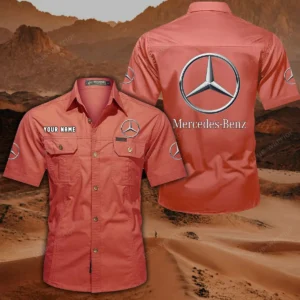 Mercedes Benz Short Sleeved Shirt, All Over Print Button Shirt CAR444052625867 - Red