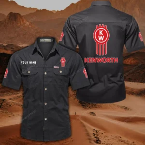Kenworth Short Sleeved Shirt, All Over Print Button Shirt CAR444052625879 - Black